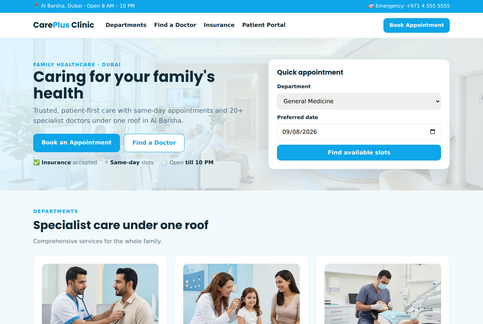 Clinic website preview