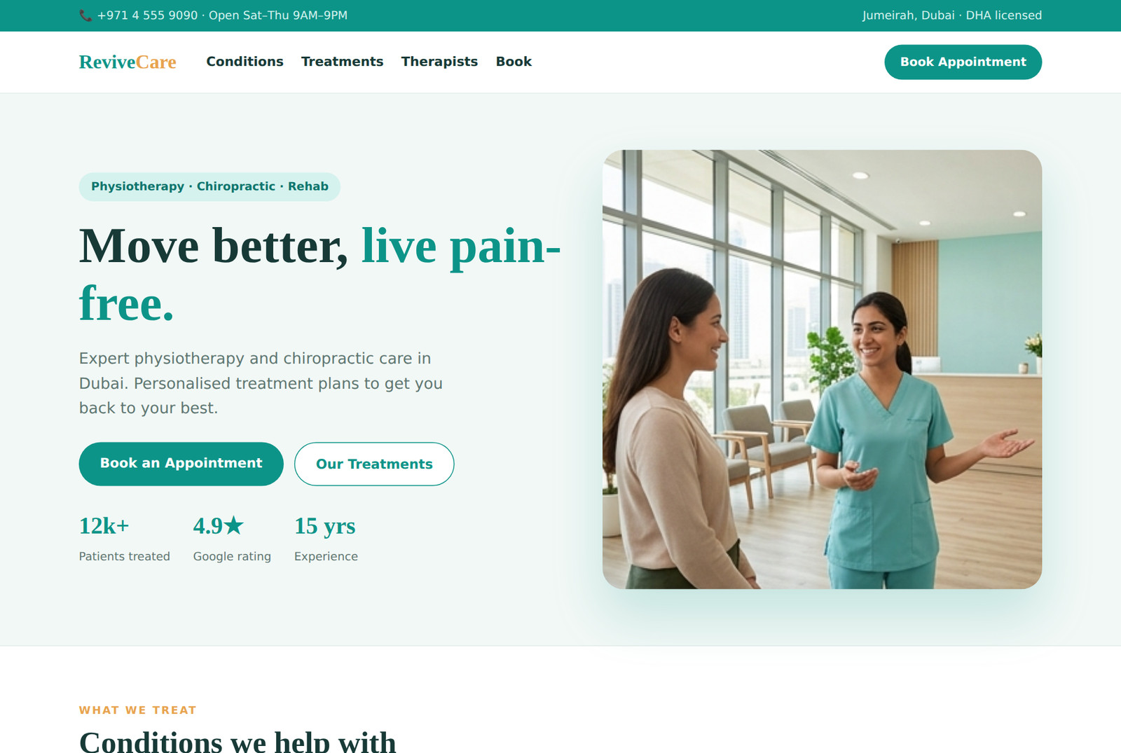 Physiotherapy clinic website preview