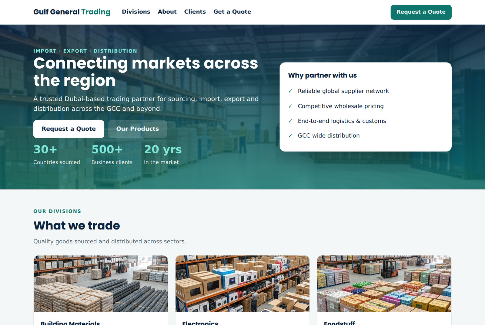 Trading company website preview