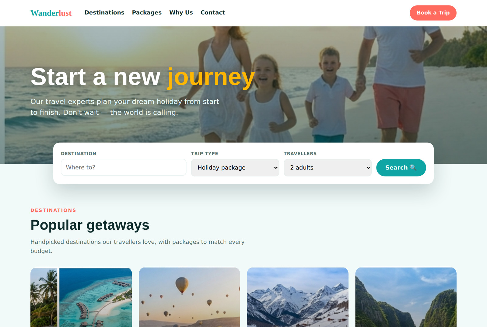 Travel agency website preview
